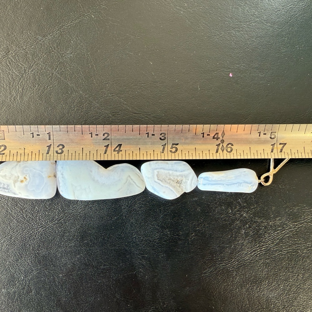 Handcrafted Light Blue Agate Statement Necklace 1… - image 5